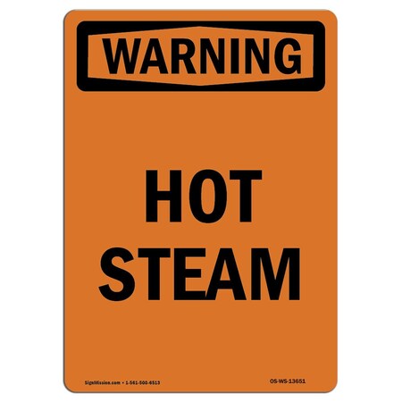 Signmission OSHA WARNING Sign, Hot Steam, 10in X 7in Decal, 7" W, 10" H, Portrait, Hot Steam OS-WS-D-710-V-13651